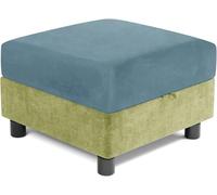 RTSFKFS Funda Otomana Cuadrado 30-100cm Funda Elástica de Terciopelo con Base Elástica, Protector de Taburete, Cómoda y Suave for el Hogar(Gris Azul,66x66cm)