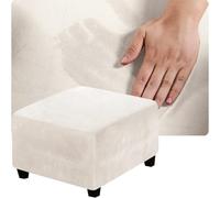 RTSFKFS Terciopelo Funda Otomana Cuadrado 35x35 55x55 50x50 Protectora Estirar for Puff y Decorativa A Medida for Pouf y Reposapiés - for Salón y Sala de Estar(Beige,20in/50cm)