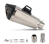 RTSMD Tubo De Escape para Motocicleta para MT-15 MT15 R3 R6 51 Mm, Silenciador Cónico Hexagonal, Interfaz Modificada Tubo De Escape(Plata)