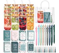 Rtteri 80 Pcs Inspirational Glass Cup Bulk Gift Set 16oz Tumbler With Lid And Straw Motivational Office Party Favors Notebook Pen PVC Bag For Coworker Employee Appreciation Birthday Party Supplies