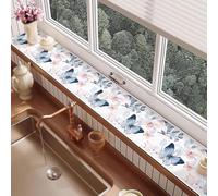 RTTZBOZ Estampada Tapete para Alféizar de Ventana, Protector Absorbente Antipolvo para Balcones, Alfombrilla para Gatos, Fabricada con Tierra de Diatomeas(Blue,50x160cm)