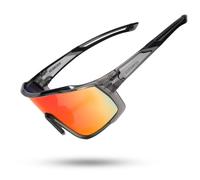 RTUOHUIN Gafas de Ciclismo Polarizadas con Protección UV400 Gafas de Sol Deportivas TR90 Montura Flexible Gafas Protectoras Rápidas para Niños, Hombres y Mujeres - Naranja transparente
