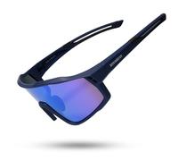 RTUOHUIN Gafas de Ciclismo Polarizadas con Protección UV400 Gafas de Sol Deportivas TR90 Montura Flexible Gafas Protectoras Rápidas para Niños, Hombres y Mujeres - Negro azulado