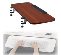 RTVGNSZSJL Ergonómica Bandeja Extensora De Escritorio 65cm 80cm Plataforma De Bandeja De Teclado Plegable，Estante De Extensión De Escritorio con Abrazadera(Teak,65 * 24cm/26 * 10")