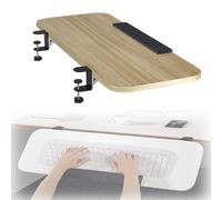 RTVGNSZSJL Ergonómica Bandeja Extensora De Escritorio 65cm 80cm Plataforma De Bandeja De Teclado Plegable，Estante De Extensión De Escritorio con Abrazadera(Light Walnut,65 * 24cm/26 * 10")