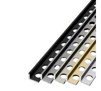 RTVGNSZSJL Perfil De Baldosas De Aluminio 90cm 3 Piezas Perfil L para Protección De Bordes De Cerámica, Tira De Transición Suelo Altura 8-18mm(Black,L90xH0.8cm(36x3/10))