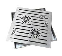 RTVGNSZSJL Tapas De Drenaje Cuadradas Para Exteriore 60/50/40/30/25/20cm Rejilla De Drenaje Duradera De Acero Inoxidable 304 Para Jardín, Patio(Silver 2,10x2cm/3.9x0.8")