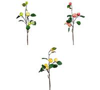 RTWAY Rama de manzana artificial, 3 ramas de flores de imitación de manzana, falso tallos, simulación de frutas con hojas verdes, flores falsas para el hogar, bodas, accesorios de fotografía