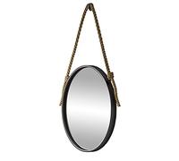 RTY-SC Moderno Espejo de círculo Negro con Cuerda de cáñamo Correa Colgante - 40 cm ~ 70 cm Pared Redonda Espejo de decoración de Pared, baño baño o Salas de Estar Maquillaje Espejo de vanidad