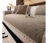 RTYHN Funda Cojín Sofá de Chenilla Antideslizante con Borde de Encaje | Lavable a Máquina para Salón, Protector de Muebles,Antipolvo,Colcha Multiusos para Sofá,Decoración de Sala Estar Dormitorio