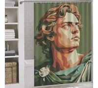 RTYVFD Cortina de ducha Alexandre Le Grand, antimoho, con ganchos, de tela impermeable y suave, ideal para hoteles, bañeras y cabinas de ducha (163 x 180 cm).