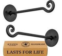 RTZEN - Ganchos para plantas, exteriores o interiores, hierro forjado, soportes de pared resistentes, para cestas, faroles, carillones de viento 2 (ganchos en espiral negros)
