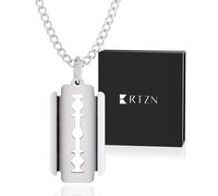 RTZN Collar con colgante para hombre, collar con colgante de plata de acero inoxidable de alta calidad con cadena de 22 pulgadas + extensión de 2 pulgadas, colgantes impermeables y que no se