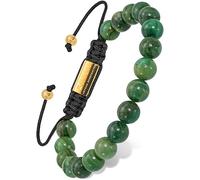 RTZN Pulsera de jade para hombre, hecha a mano, auténtica pulsera de jade verde oscuro de 8 mm, Einheitsgröße, Piedra, Sin piedra preciosa