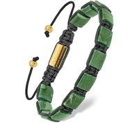 RTZN Pulsera de jade para hombre - Pulsera artesanal de alta calidad de jade verde oscuro auténtico - Perlas de piedra de 8 mm para hombre, una talla única, piedra preciosa, sin gema, One Size, Gema