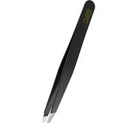 Ru lásico - Pinzas de Depilar Profesionales - Pinza de Acero Inoxidable - Depilacion de Gran Precision para Cejas y Pelo Facial (oblicua / slant, negro)