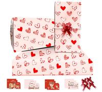 RU-X Papel De Regalo Cumpleaños 85 * 60cm 4 Hojas 4 Cuerda De Mariposa Rojo, 4 Tarjeta Felicitation, 4 Etiquetas, Papel Regalo Para Niña,Niño,Mujeres,Hombres, Mamá, Papá