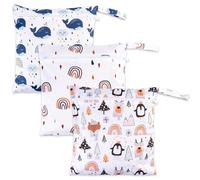 RUACDIQ 3 bolsas húmedas para guardería, bolsa húmeda para pañales, bolsa húmeda y seca, bolsa de pañales con cremallera para viajes, playa, piscina