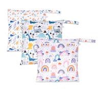 RUACDIQ 3 Piezas wetbag guardería, Bolsa para Ropa de baño húmeda, Bolsa para pañales húmedos y Secos con Cremallera para Viaje Playa Piscina