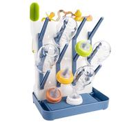 RUACDIQ Escurre Biberones, Vertical para Seca Biberones Que Ahorra Espacio, Escurridor para con Bandeja Recogegotas Chupetes Y Accesorios para Bebés (Azul)