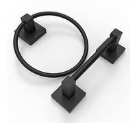 Ruacq Portarrollos de Papel higiénico Negro Mate, toallero, Accesorios de baño, Juego de Accesorios de baño, Soporte Giratorio de Doble Poste para Rollo de Papel higiénico, Cuadrado, Acero Inoxidable