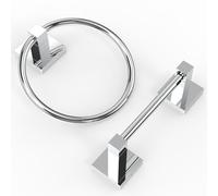 Ruacq Soporte Cromado para Papel higiénico, toallero, Accesorios de baño, Juego de Accesorios de Doble Poste Giratorio, Soporte Cuadrado de Acero Inoxidable y aleación de Zinc, Moderno, montado en la