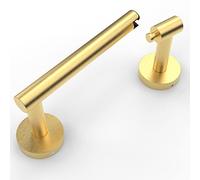 Ruacq Soporte de papel higiénico dorado cepillado doble poste pivotante redondo titulares de papel higiénico perchas soporte de papel higiénico acero inoxidable y aleación de zinc moderno montado en la pared