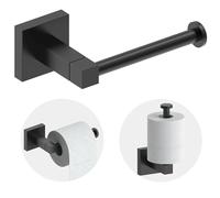 RUACQ Soporte de pared para papel higiénico, soporte de rollo de papel higiénico de base cuadrada para baño, soporte para rollo de papel higiénico de acero inoxidable (negro mate)