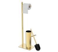 RUACQ Soporte para papel higiénico con escobilla y juego de soporte, de acero inoxidable 304, soporte para rollo de papel higiénico de baño, base pesada, resistente (oro cepillado)