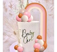 Ruaizel 28 adornos para tartas de arco iris, decoración para tartas de boda con globos y decoraciones de nubes, decoraciones de pastel arcoíris para bodas, baby shower, fiesta de cumpleaños (rosa)