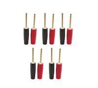 RUAJOGYNVM 10 conectores de cobre de 2 mm para altavoz, conector de cable de amplificador chapado en oro, pin recto, adaptador de plátano pequeño (5 piezas rojas, 5 piezas negras)
