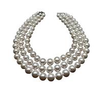 RUAJOGYNVM 16,5 "-20" 3 filas 8-16mm redondo concha de mar perla graduada gargantilla collar joyería de múltiples capas
