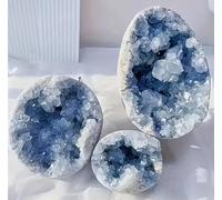 RUAJOGYNVM 1pc 300-400g Egg Shaped Crystals Stones Blue Celestite Cluster Quartz Crystal Rock Crafts Home Decor
