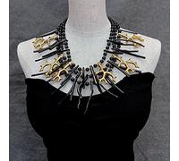 RUAJOGYNVM 3 rows 40mm Black Coral 38x60mm Golden Resin Branch 8mm Necklace Women Jewelry