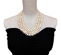 RUAJOGYNVM 3 Strands 8x14mm Cultured White Pearl Necklace Crucifix Shape Pearl Religon Jewelry