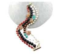RUAJOGYNVM 4 hebras 8 ''ronda lava Ojo de Tigre perla de agua dulce porcelana cornalina declaración pulsera hecha a mano estilo étnico fiesta