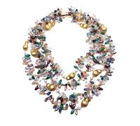 RUAJOGYNVM 4 hebras de 0.236 x 0.472 in, cuentas de cristal cepilladas, perlas blancas, collar llamativo, joyería for mujeres y niñas