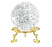 RUAJOGYNVM 40mm Ice Crystal Ball Paperweight, with Metal Stand Glass Ornament for Christmas, Home Office Decoration,F