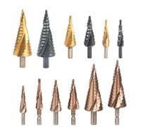RUAJOGYNVM 5/9/15steps 4-32mm High Speed Steel Spiral Grooved Metal Conical Drill Bit HSS Step Cone Tools Bit(Golden(4-32mm)) RUAJOGYNVM