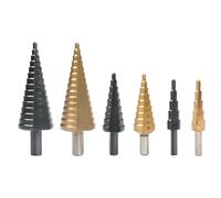 RUAJOGYNVM 5/9/15steps 4-32mm High Speed Steel Straight Grooved Conical Drill Bit HSS Metal Step Drill Bit for Woodworking Thin Iron Steel 1Pcs(Black(4-20mm)) RUAJOGYNVM