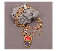 RUAJOGYNVM 5 Strands White Gold Plated Red Crystal Heart Chain Necklace Red Coral Amethyst Druzy White Quartz Pendant