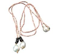 RUAJOGYNVM 51 ''rondelle negro espinela facetada redonda Rodocrosita Keshi perla suéter largo cadena collar carrera mujeres