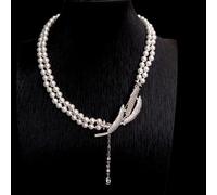 RUAJOGYNVM 6mm 2 Rows White Sea Shell Pearl Choker Necklace Pendant Collar Lariat Necklaces Jewelry