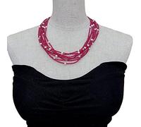 RUAJOGYNVM 8 strands 3.5mm Red Crystal Cultured White Pearl Necklace 205 Multi Strands Fashion Jewelry