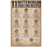 RUAJOGYNVM Buttercream Frosting Recipe Collection Metal Sign Retro Kitchen Decor For Home Bar Cafe 8 X 12 in