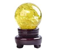 RUAJOGYNVM Citrine Crystal Ball FengShui Divination Spheres Decorative with Wooden Stand for Balance Yoga Home Office Decoration,40~50mm