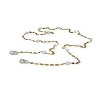 RUAJOGYNVM Collar de cadena de cristal chapado en oro largo con circonita cúbica rectangular de colores mezclados con perlas Keshi blancas cultivadas naturales