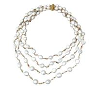 RUAJOGYNVM Collar de cadena multicolor con perlas barrocas blancas de agua dulce de 4 hebras estilo oficina de 18"