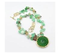 RUAJOGYNVM Collar de cuentas de cuarzo de crisoprasa verde Real, conjuntos de pendientes con colgante de Jade VERDE for mujer, regalos simples (Necklace)