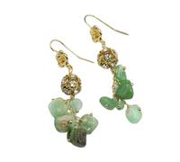 RUAJOGYNVM Collar de cuentas de cuarzo de crisoprasa verde Real, conjuntos de pendientes con colgante de Jade VERDE for mujer, regalos simples (Earrings)
